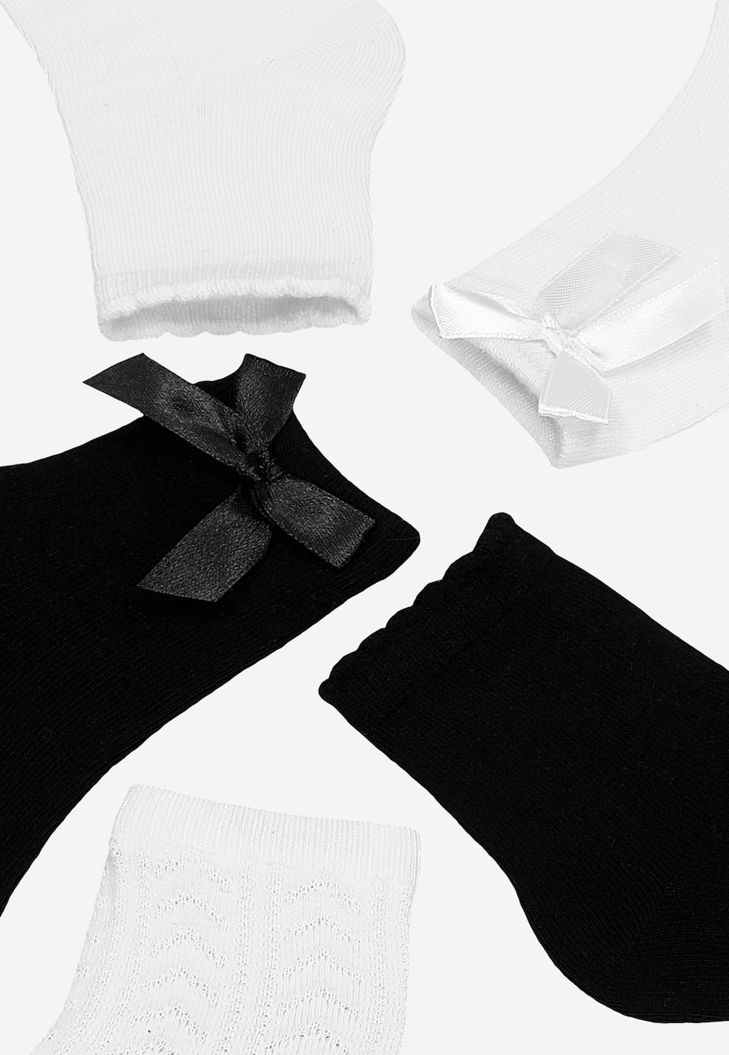 Bambusowe skarpetki dla dziewczynki z kokardkami i subtelnymi zdobieniami - 5-pak Widok 7