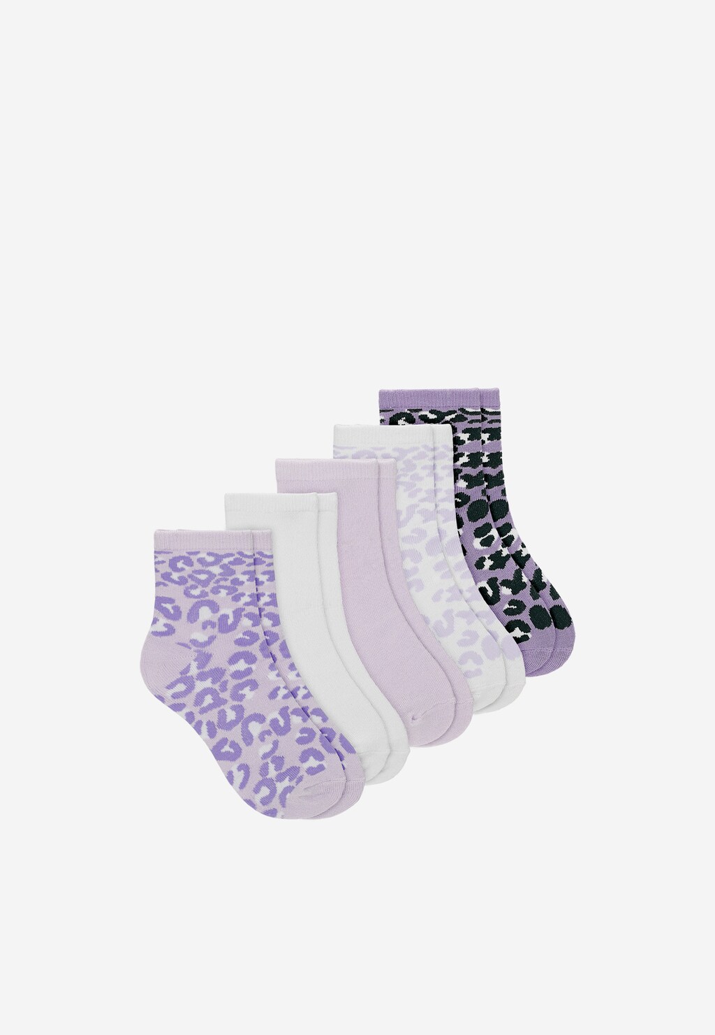 5-pack fialovo-bílých dívčích ponožek s leopardím vzorem BARTEK 85708-46 Widok 1