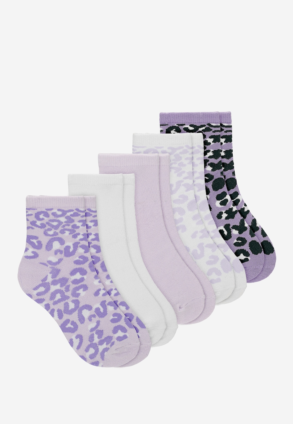 5-pak fioletowo-białych skarpet dziewczęcych w panterkę BARTEK 85708-46 Widok 1