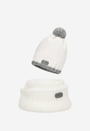 Biela súprava BARTEK 85605-89 čiapka s reflexným brmbolcom a nákrčník