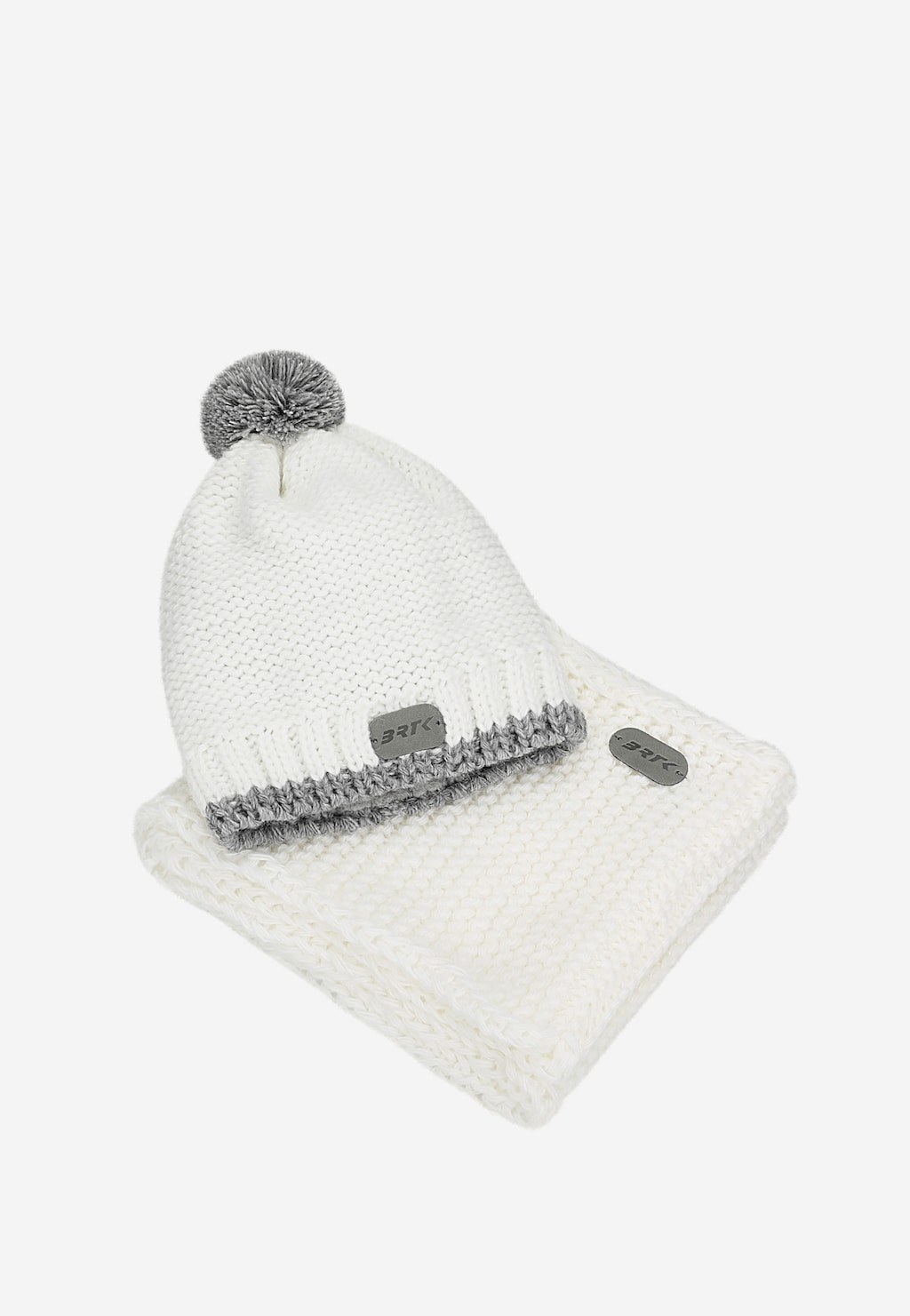 Biały zestaw BARTEK 85605-89 czapka z odblaskowym pomponem i komin Widok 4