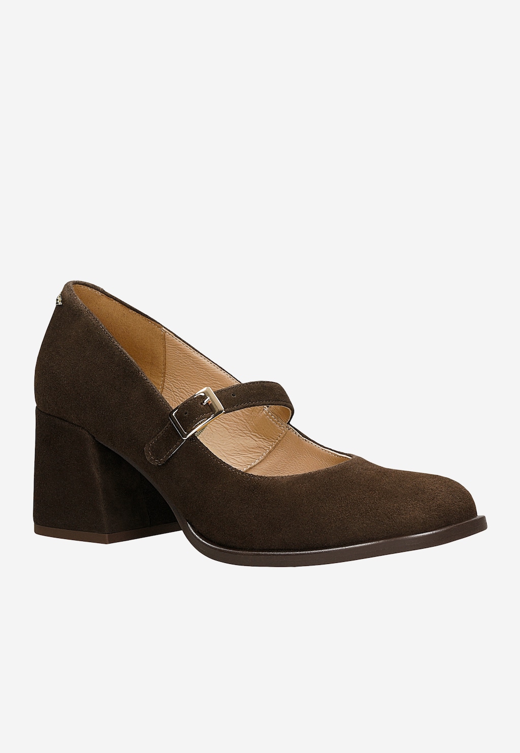 Czekoladowe czółenka Mary Jane na stabilnym obcasie 35161-62 Widok 2