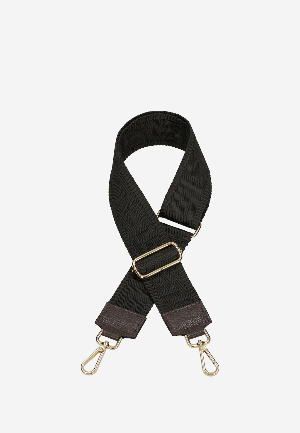 Ciemnobrązowy pasek do torebki ze złotymi elementami 90401-82 Widok 2