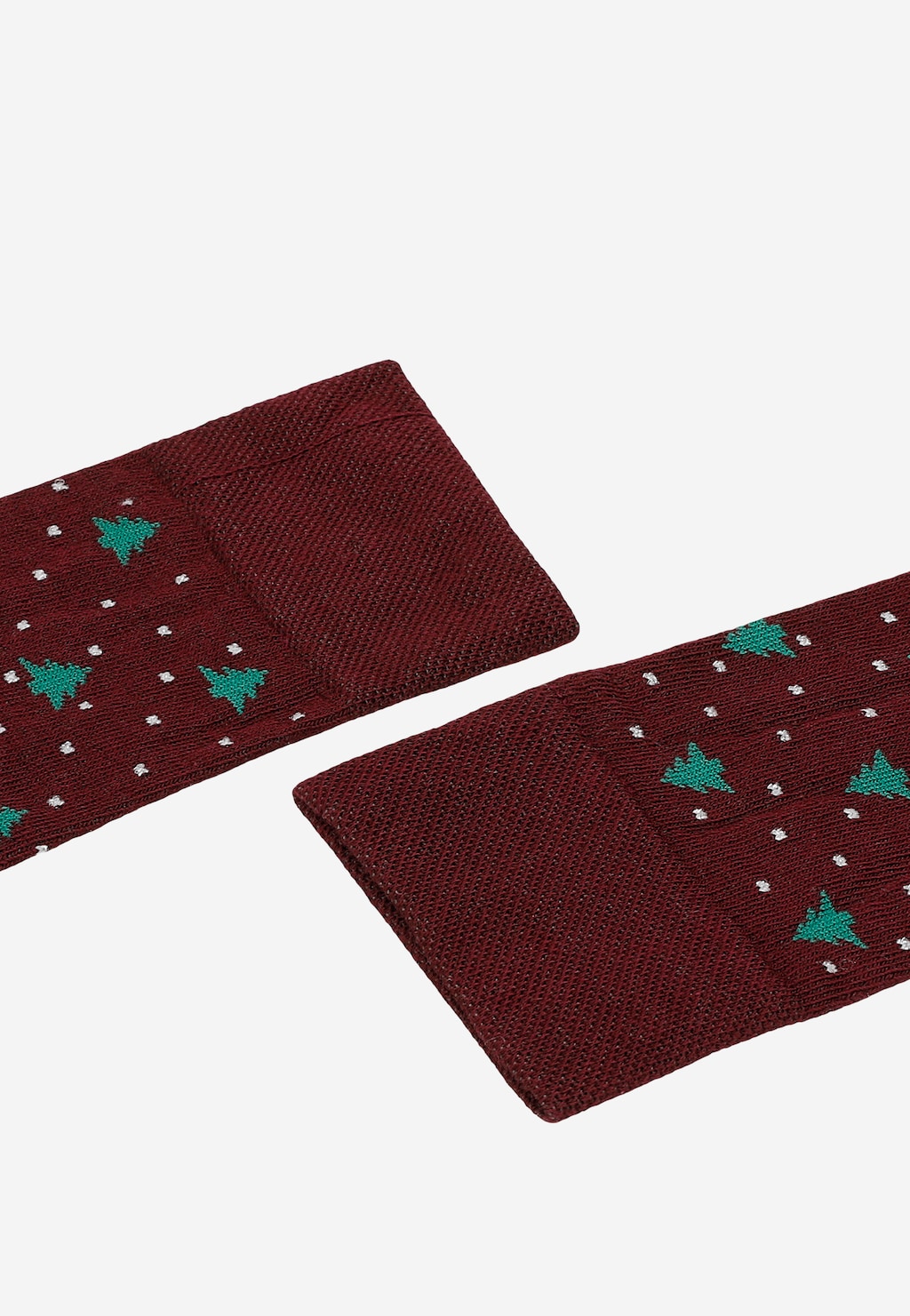 Bordowe skarpety w kropki i choinki 97064-85 Widok 2