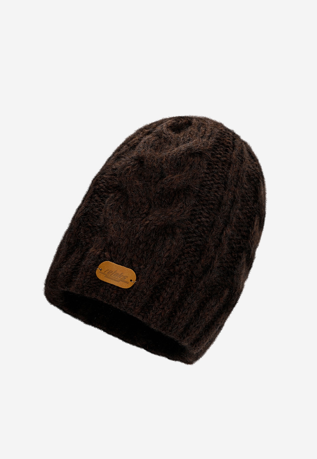 Czekoladowy zestaw RELAKS czapka + komin z wełną merino R96002-82 Widok 2