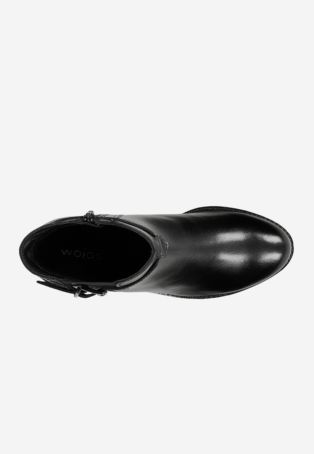 Czarne skórzane botki damskie na szerokim obcasie 55355-51 Widok 4