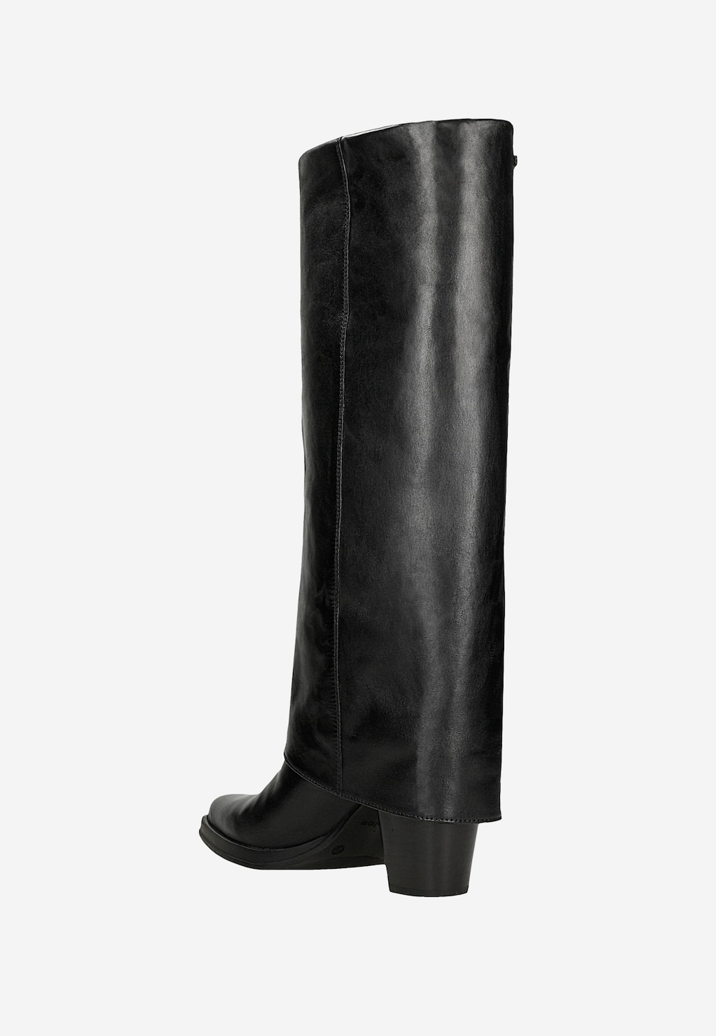 Czarne skórzane kozaki na słupku z szeroką cholewką 71137-51 Widok 3