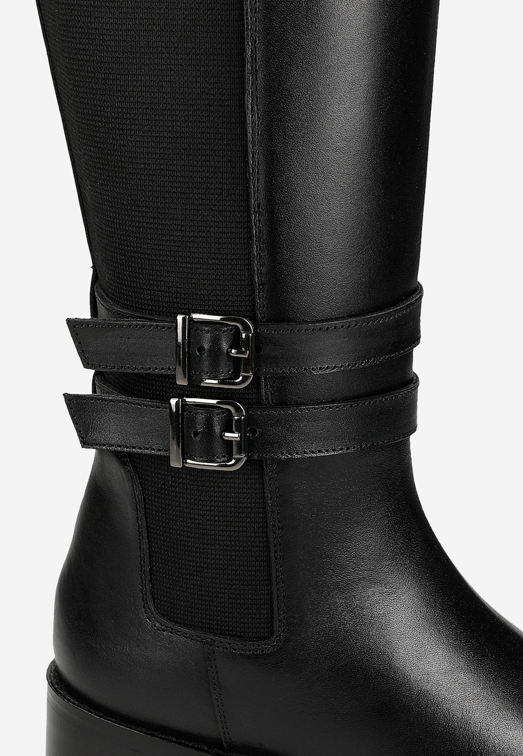 Czarne skórzane kozaki z ozdobnymi klamrami 71144-81 Widok 6