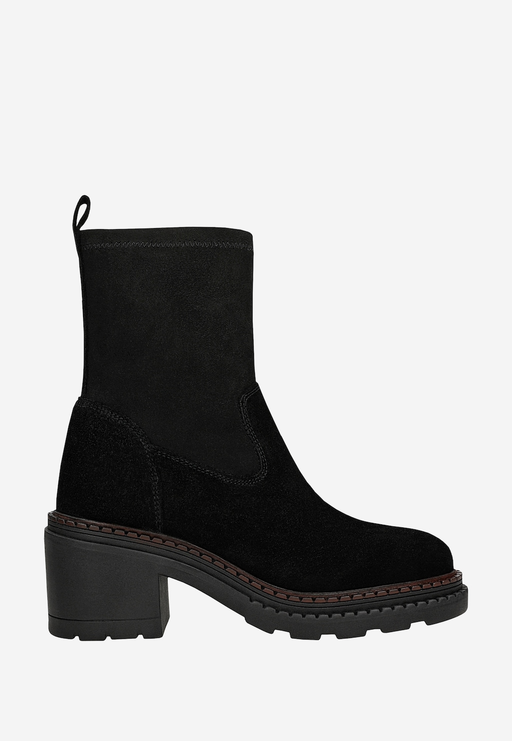 Čierne masívne ponožkové členkové topánky 55360-81 Widok 1