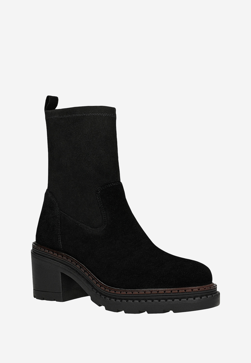 Čierne masívne ponožkové členkové topánky 55360-81 Widok 2