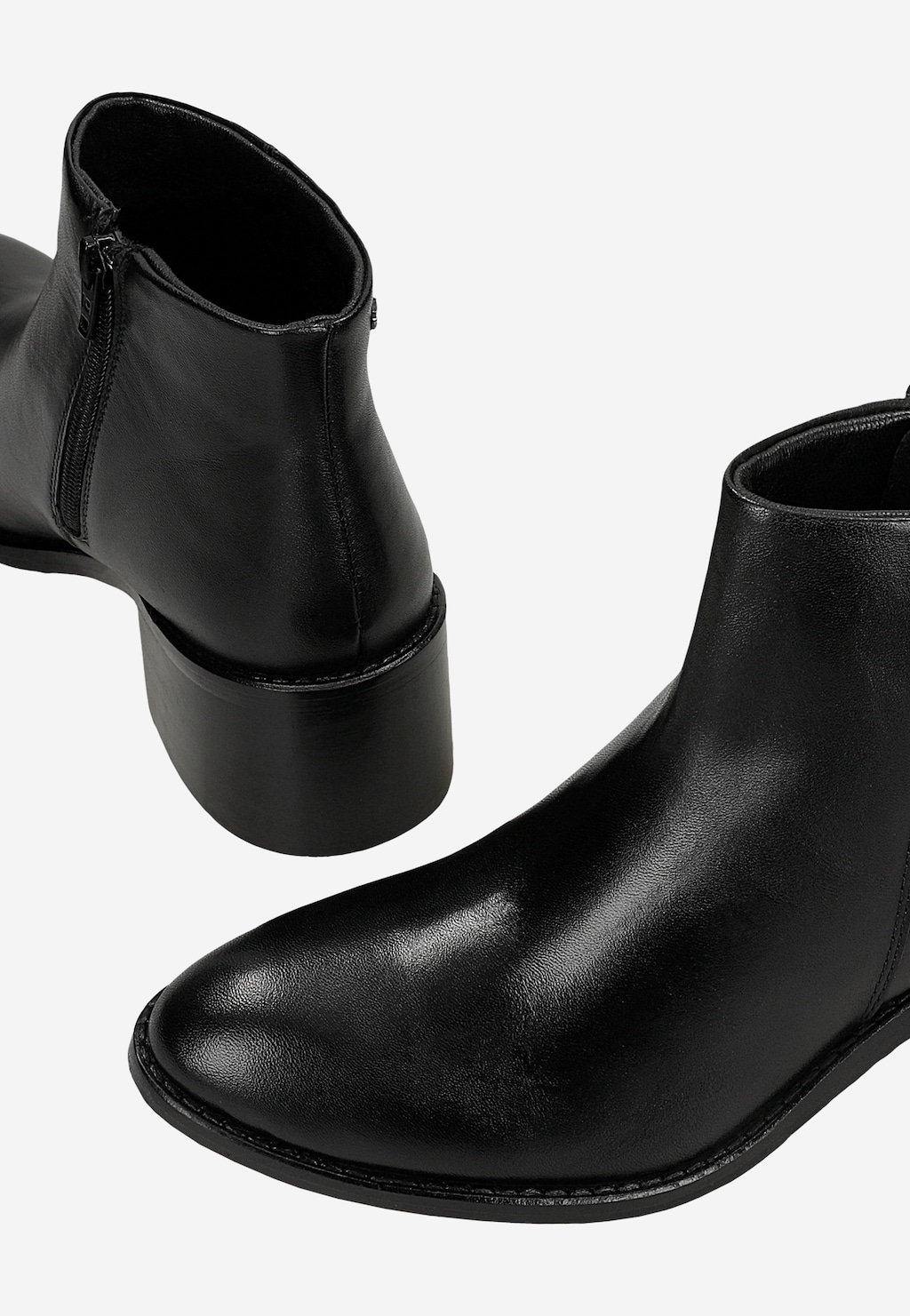Czarne skórzane botki damskie z niską cholewką 55351-51 Widok 6