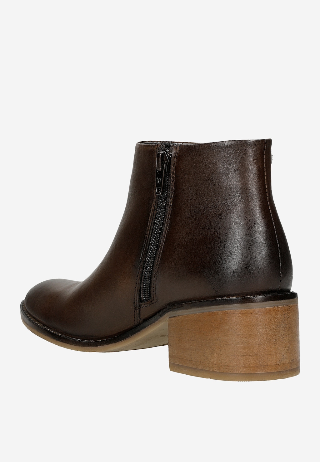 Niskie czekoladowe botki damskie na szerokim obcasie 55351-52 Widok 3