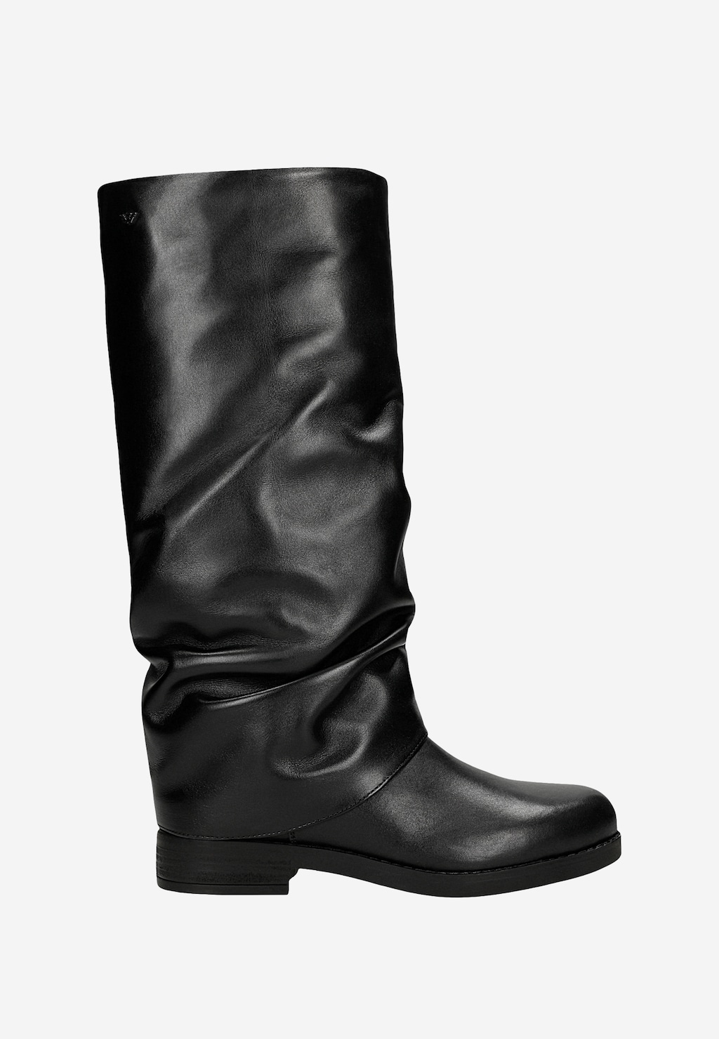 Czarne skórzane kozaki z marszczoną cholewką 71143-51 Widok 1
