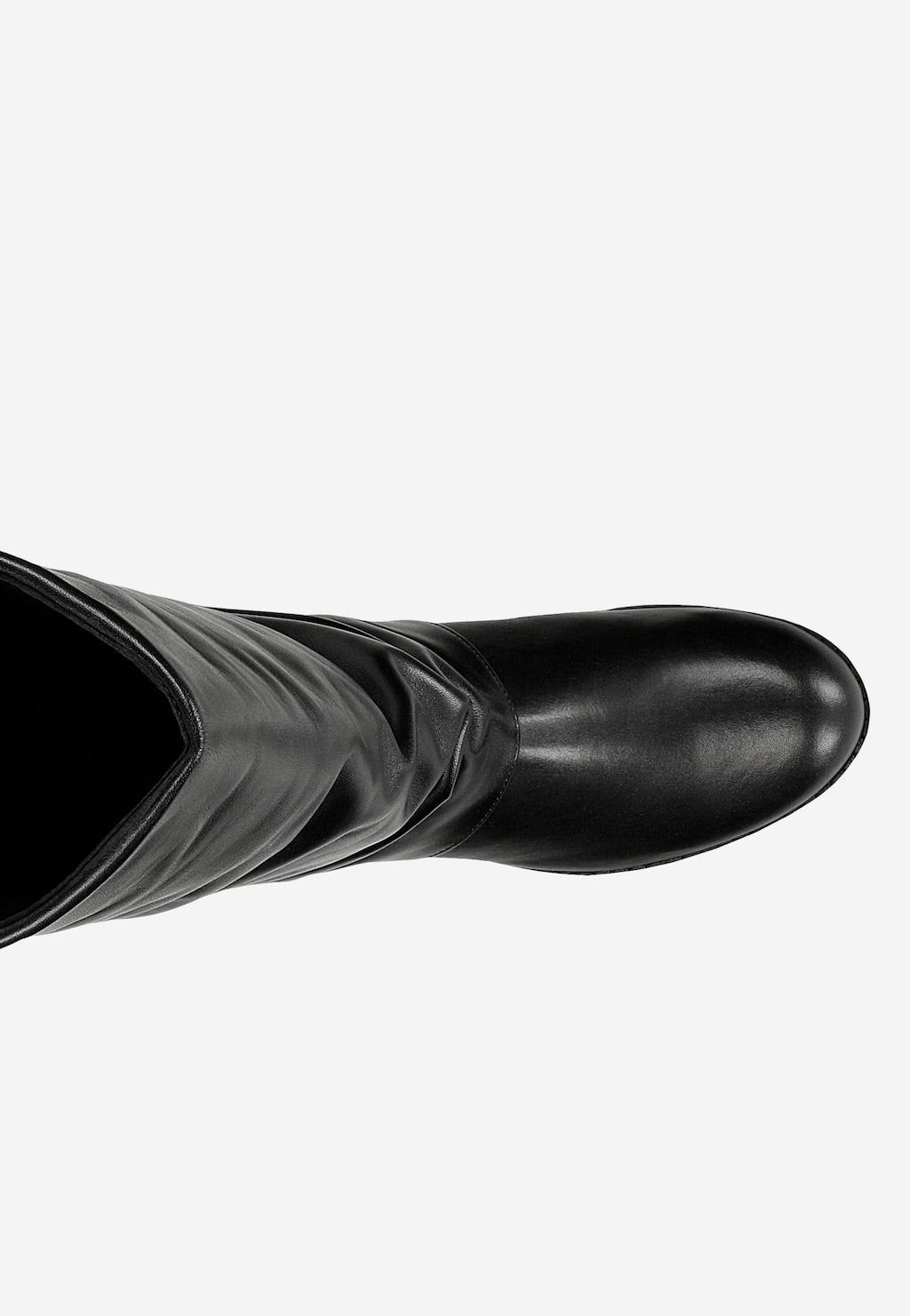 Czarne skórzane kozaki z marszczoną cholewką 71143-51 Widok 4