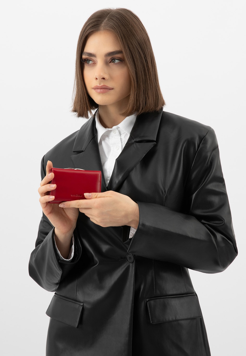 Mały czerwony portfel damski z ochroną antykradzieżową RFID 6938-75 Widok 9