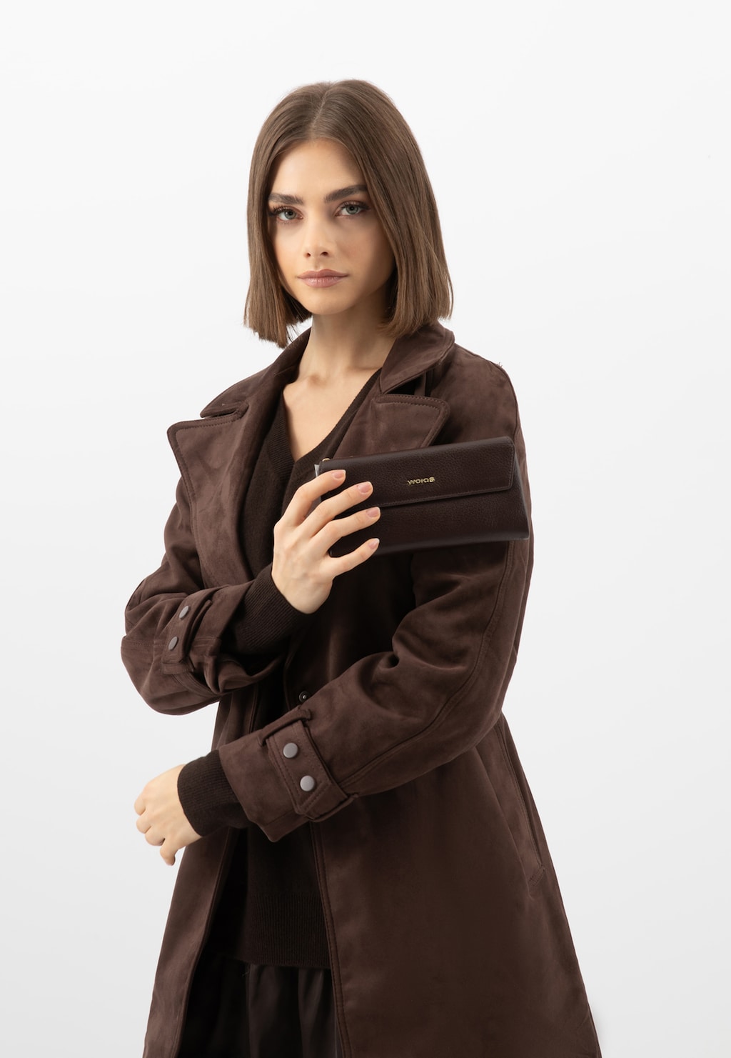 Duży skórzany portfel damski w kolorze czekoladowym 91124-52 Widok 1