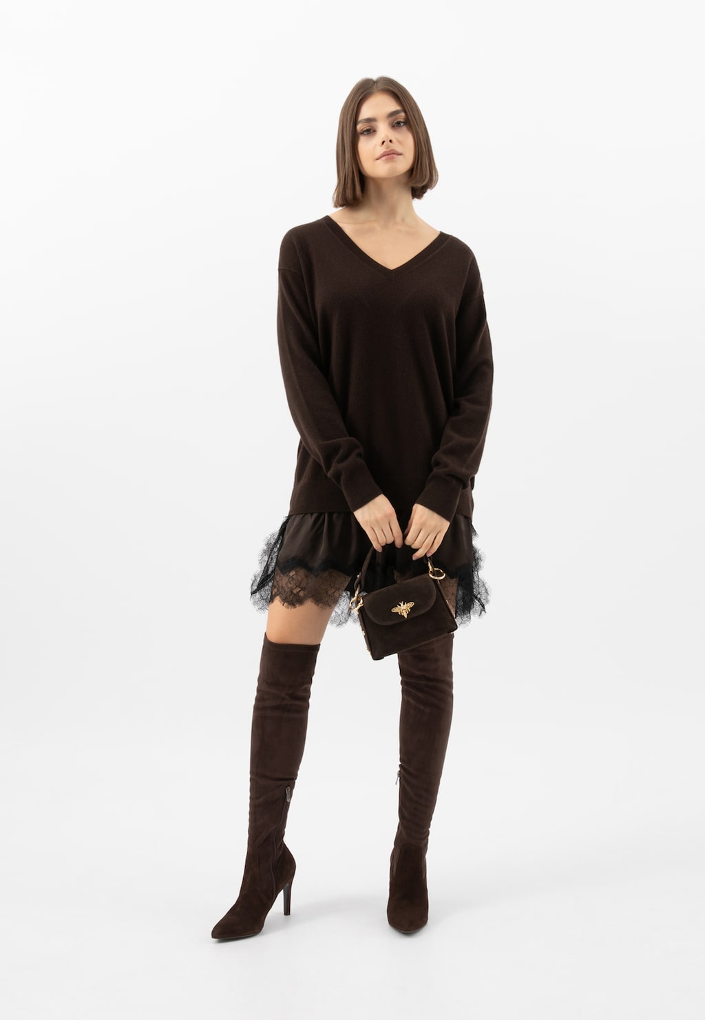 Hnedá elegantná kabelka zo semiša 80318-62 Widok 1