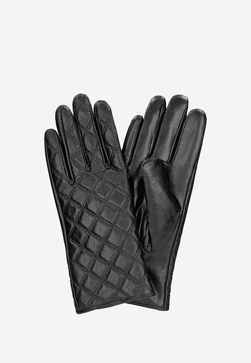 Černé prošívané kožené rukavice 98129-51 Widok 2