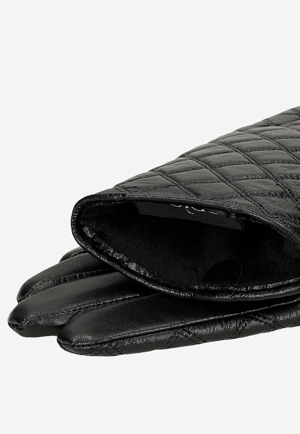 Černé prošívané kožené rukavice 98129-51 Widok 4
