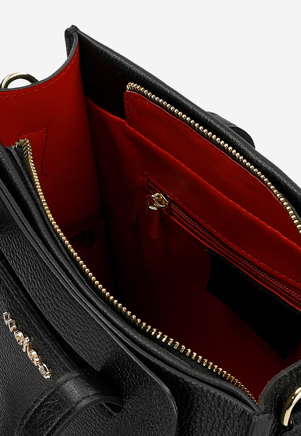 Černá kožená dámská kabelka se zlatým logem 80418-51 Widok 6