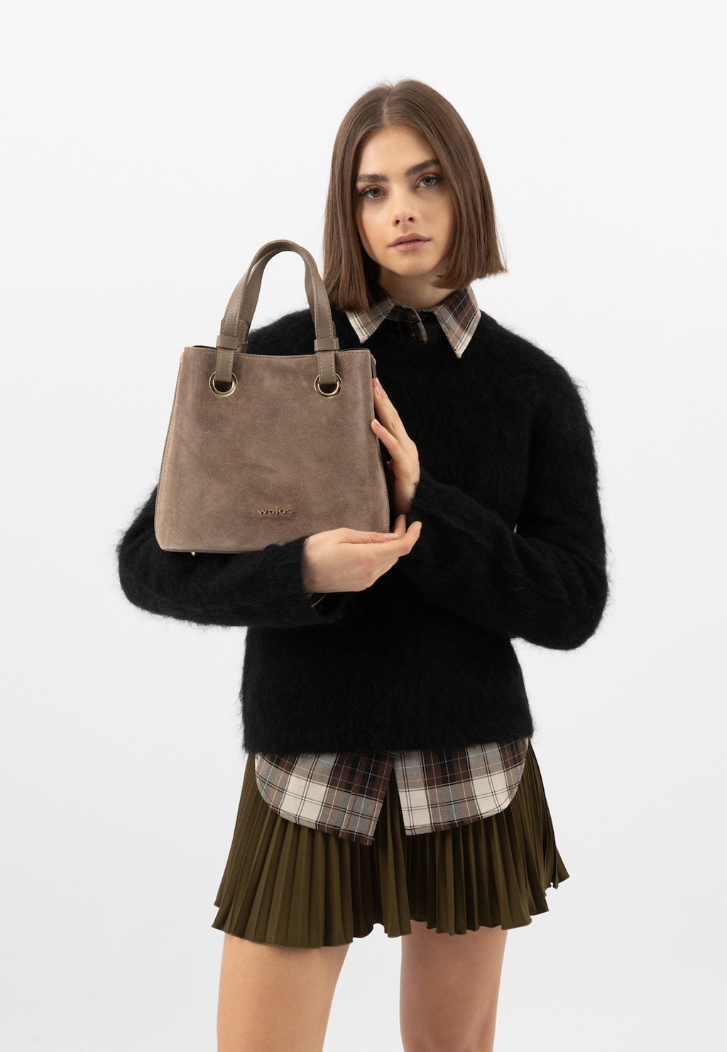 Beżowa torebka damska z łączonych skór 80408-74 Widok 10