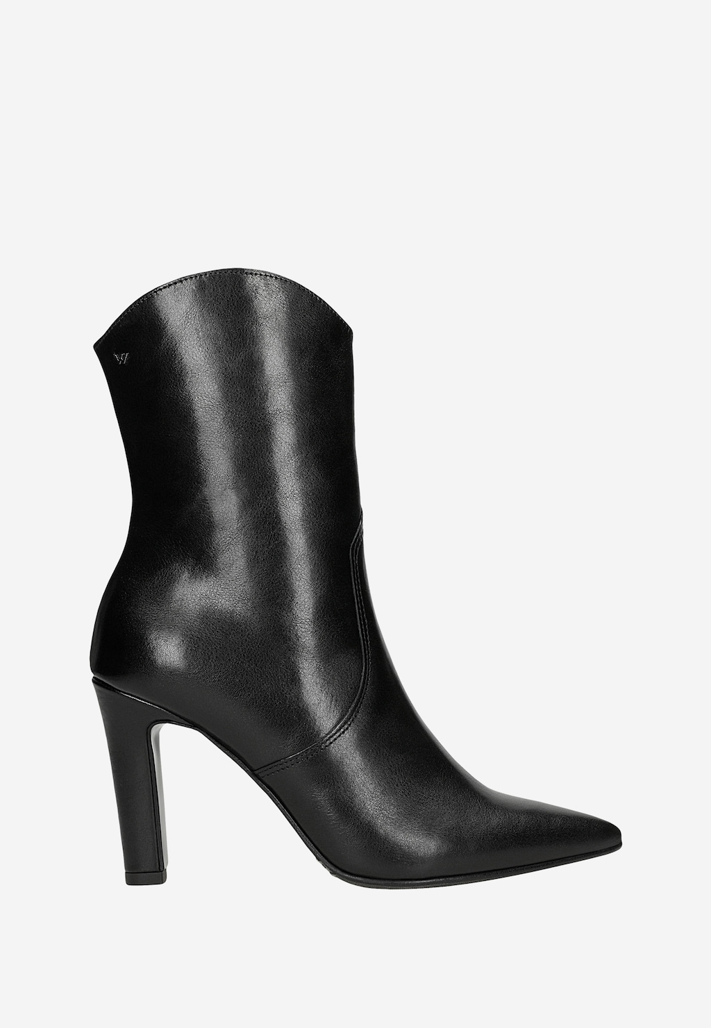 Czarne skórzane botki nad kostkę na wysokim słupku 55332-51 Widok 2