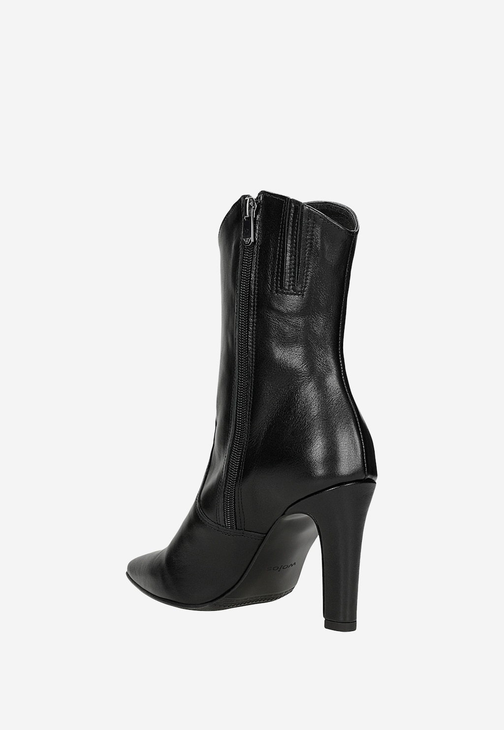 Czarne skórzane botki nad kostkę na wysokim słupku 55332-51 Widok 4