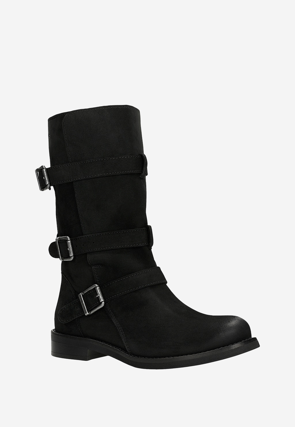 Černé dámské podzimní kotníčkové boty z nubuku 55307-21 Widok 3