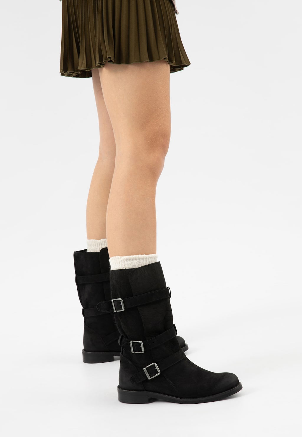 Černé dámské podzimní kotníčkové boty z nubuku 55307-21 Widok 8