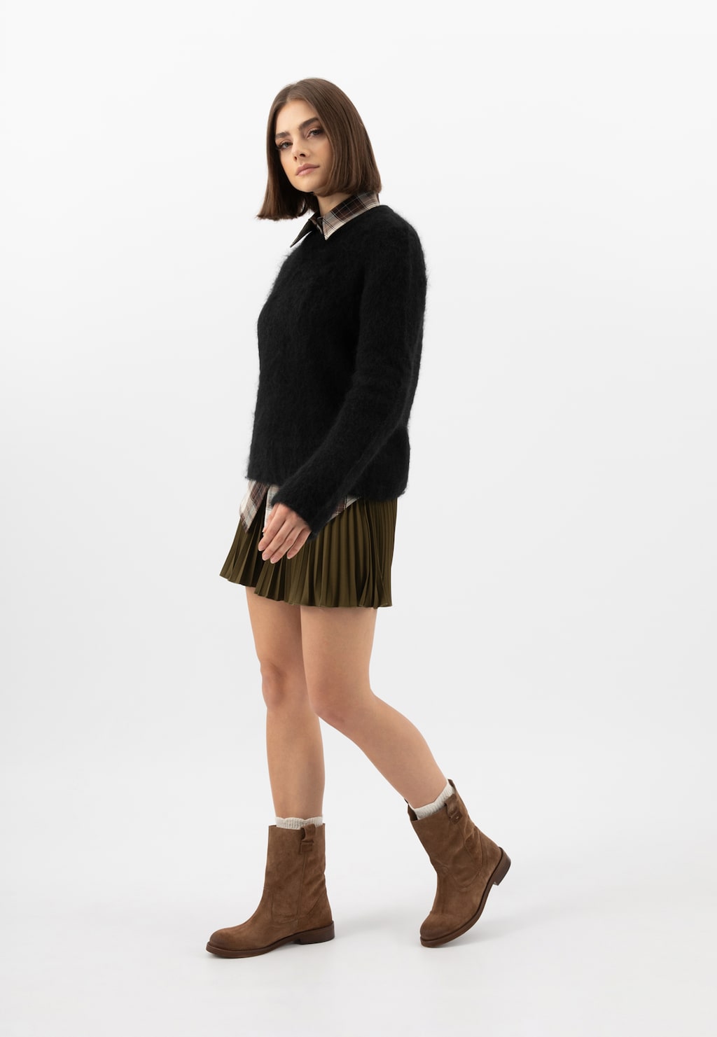 Světle hnědé dámské kotníčkové boty bez šněrování 55308-64 Widok 1