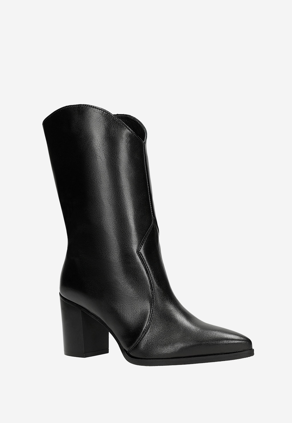 Czarne kowbojki skórzane na słupku 55317-51 Widok 3