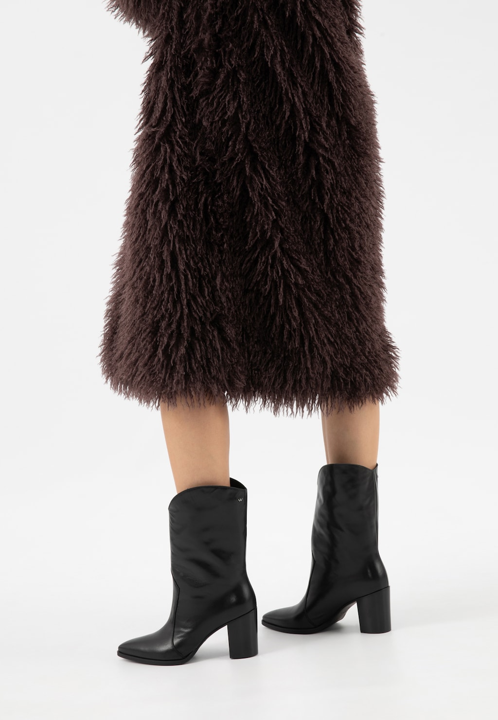 Czarne kowbojki skórzane na słupku 55317-51 Widok 7