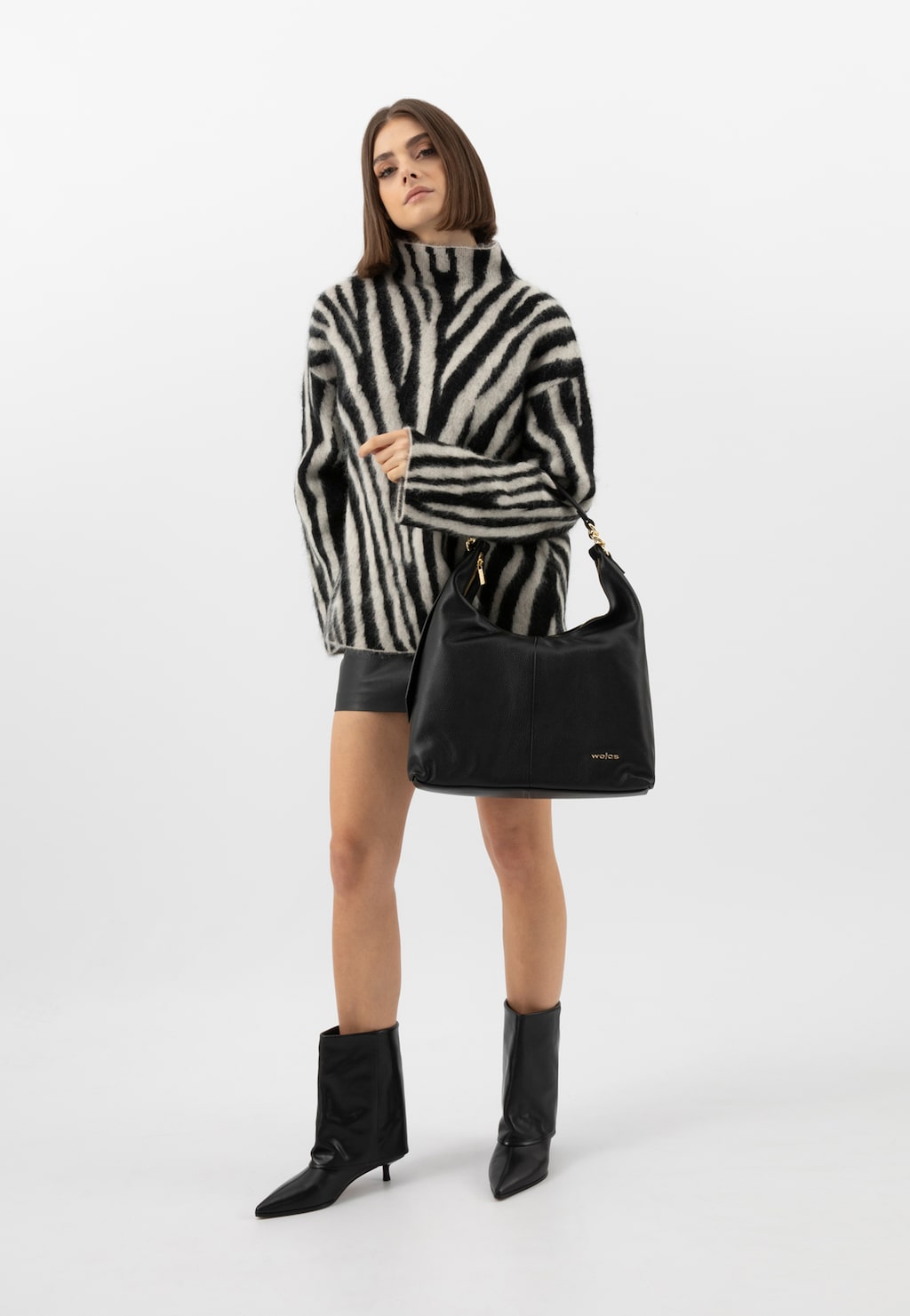 Czarne skórzane botki na kaczuszce 55345-51 Widok 1