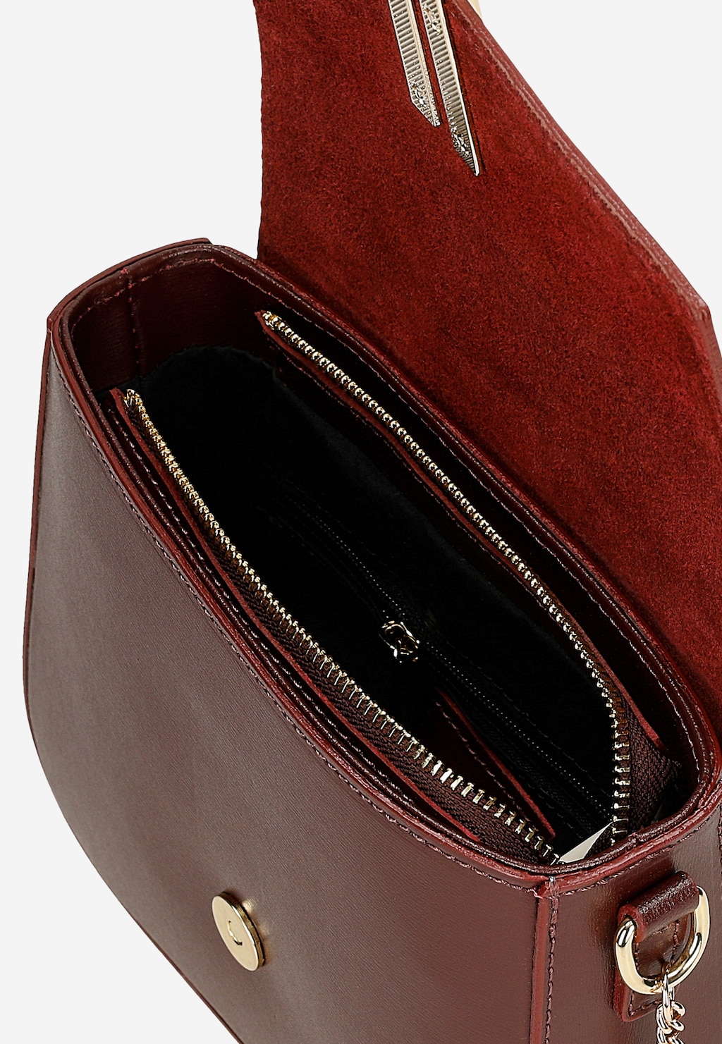 Bordó kabelka přes rameno s geometrickou sponou 80450-55 Widok 6