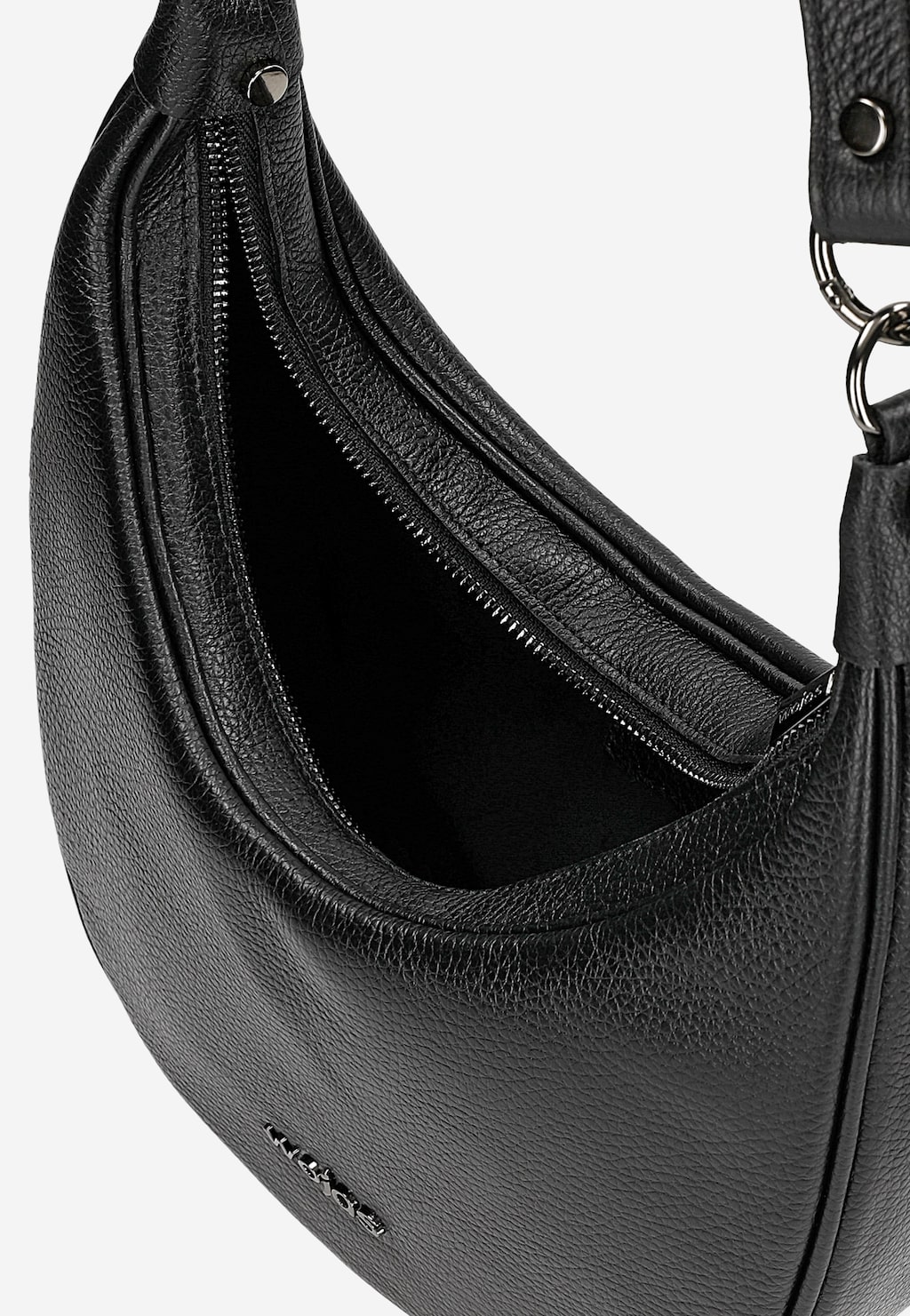 Čierna kožená dámska kabelka typu bageta 80393-51 Widok 8