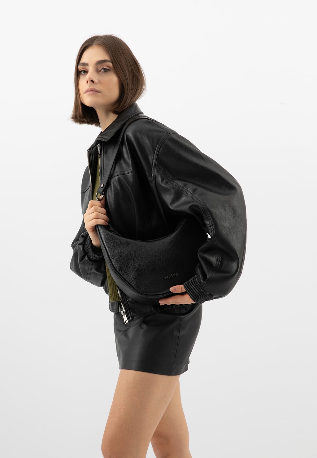 Čierna kožená dámska kabelka typu bageta 80393-51 Widok 10