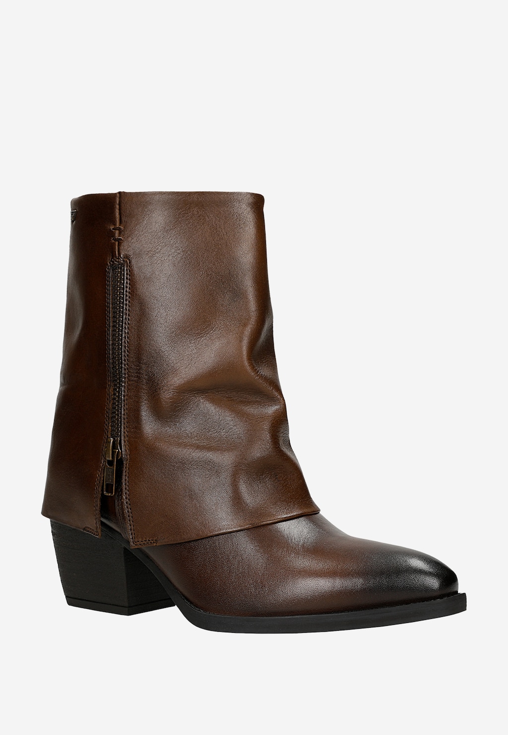 Hnědé kovbojky s holínkou zapínanou na zip 55352-52 Widok 2
