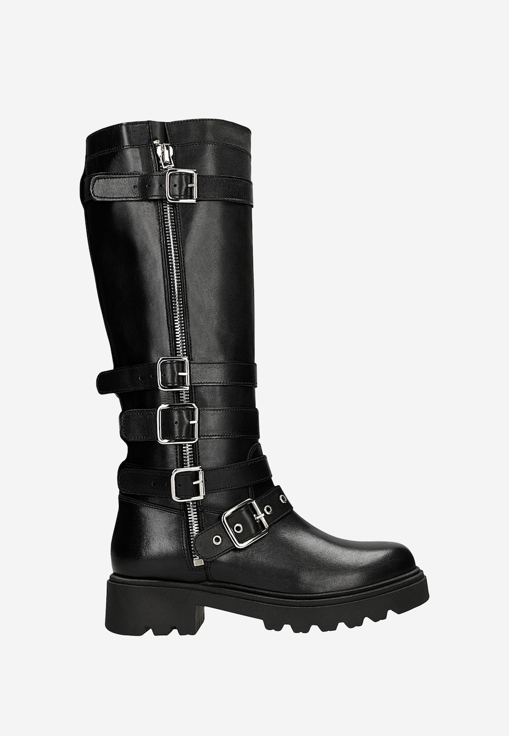 Zateplené dámské kozačky biker stylu z pravé kůže 71115-51 Widok 1