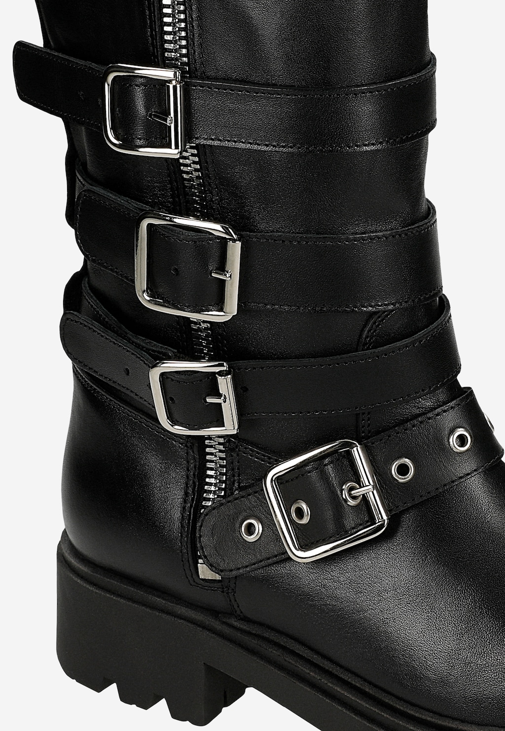 Zateplené dámské kozačky biker stylu z pravé kůže 71115-51 Widok 6