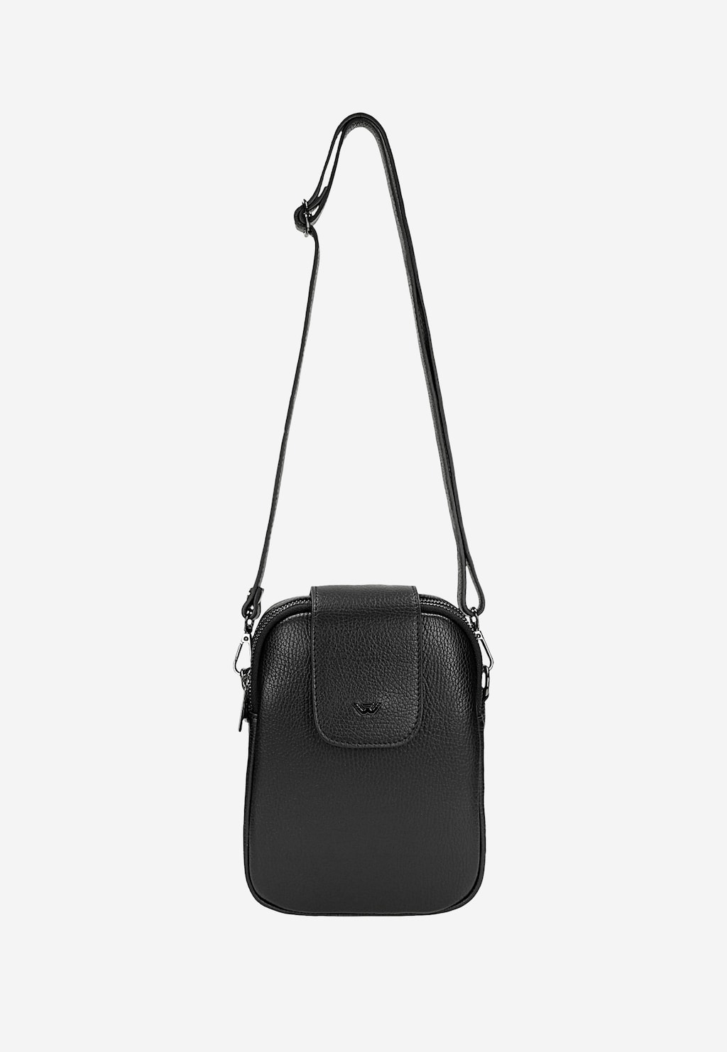 Mała czarna torebka na ramię ze skóry licowej 80433-51 Widok 5