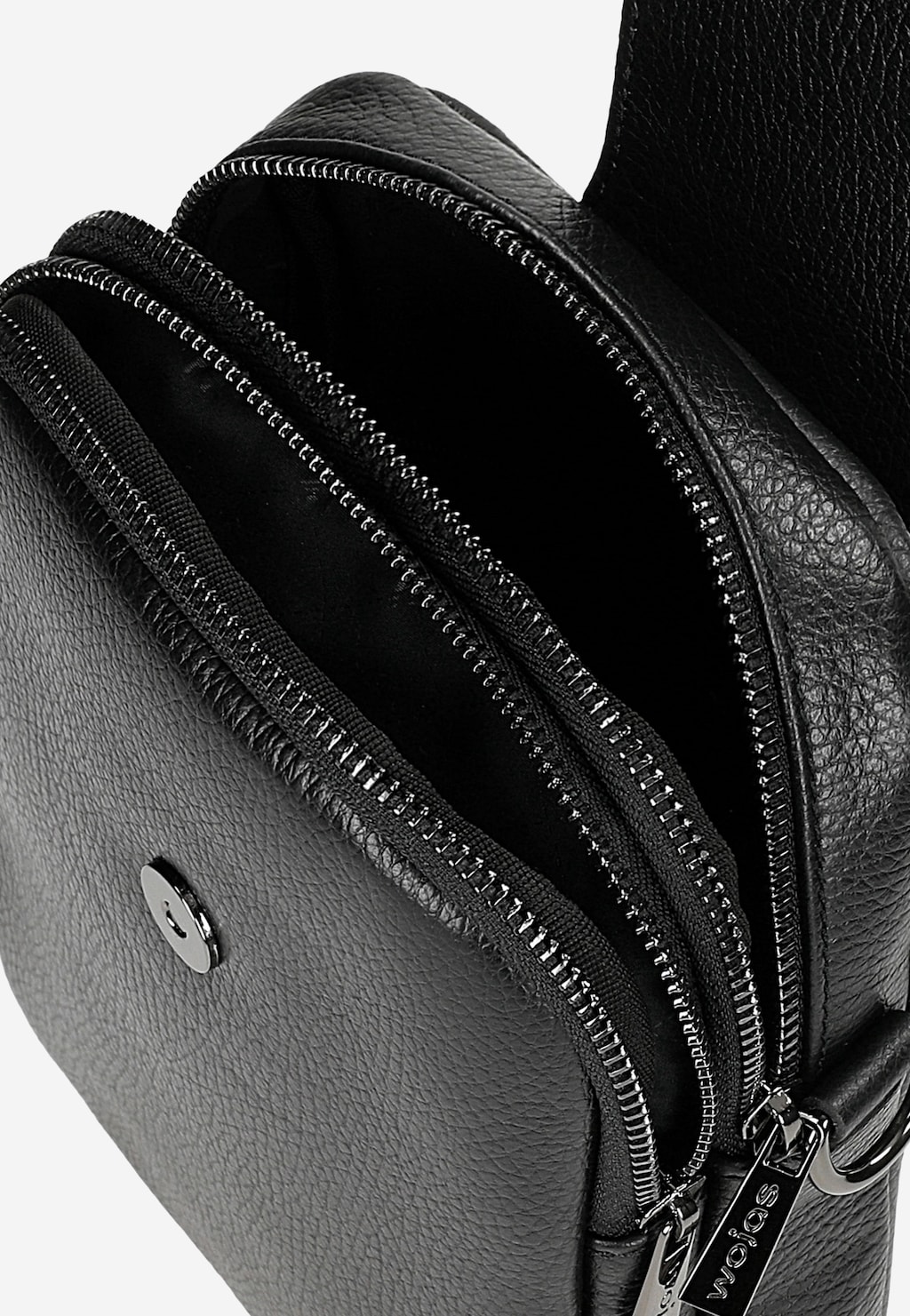 Mała czarna torebka na ramię ze skóry licowej 80433-51 Widok 6