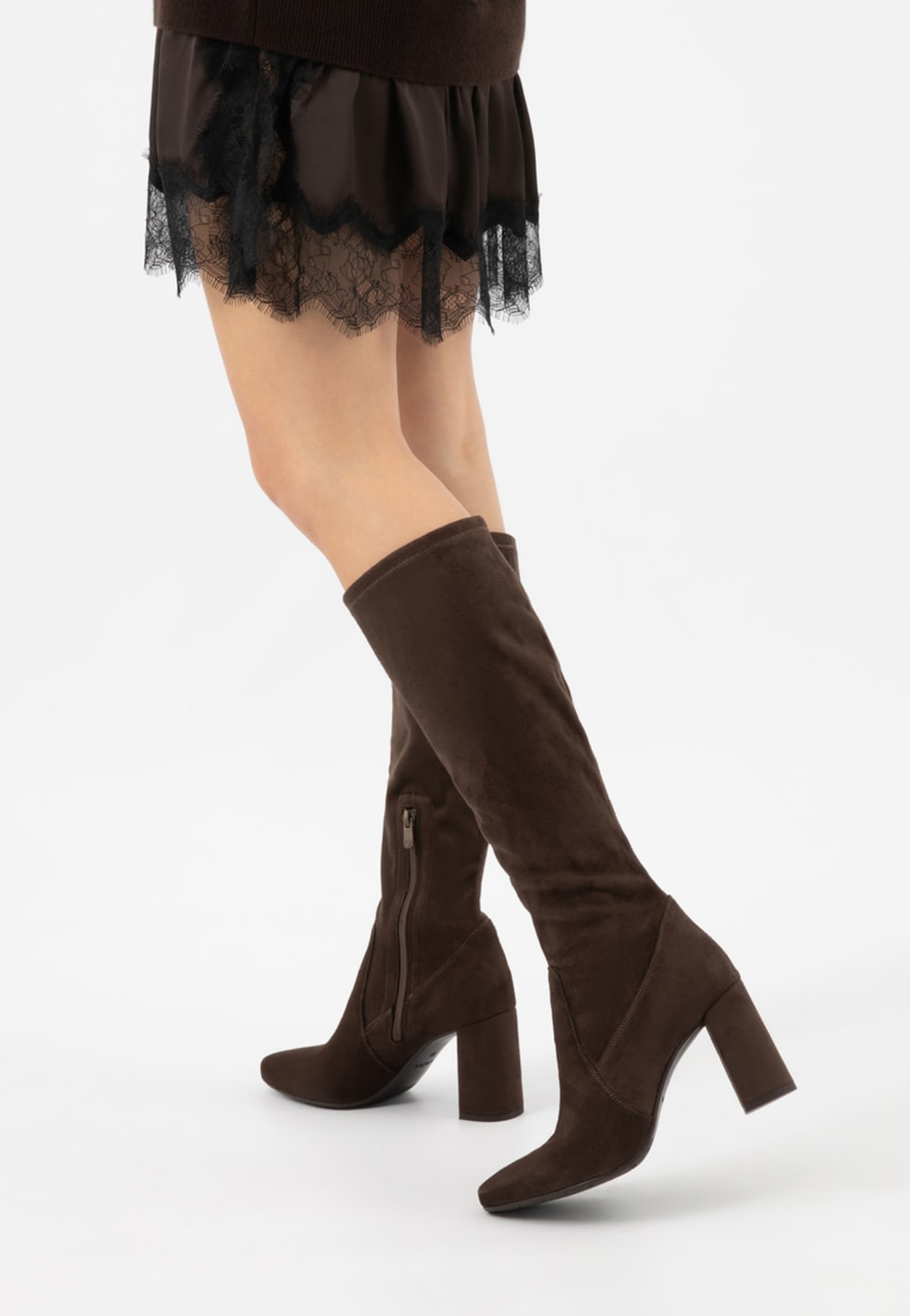 Hnedé čokoládové dámske čižmy na opätku 71041-82 Widok 7