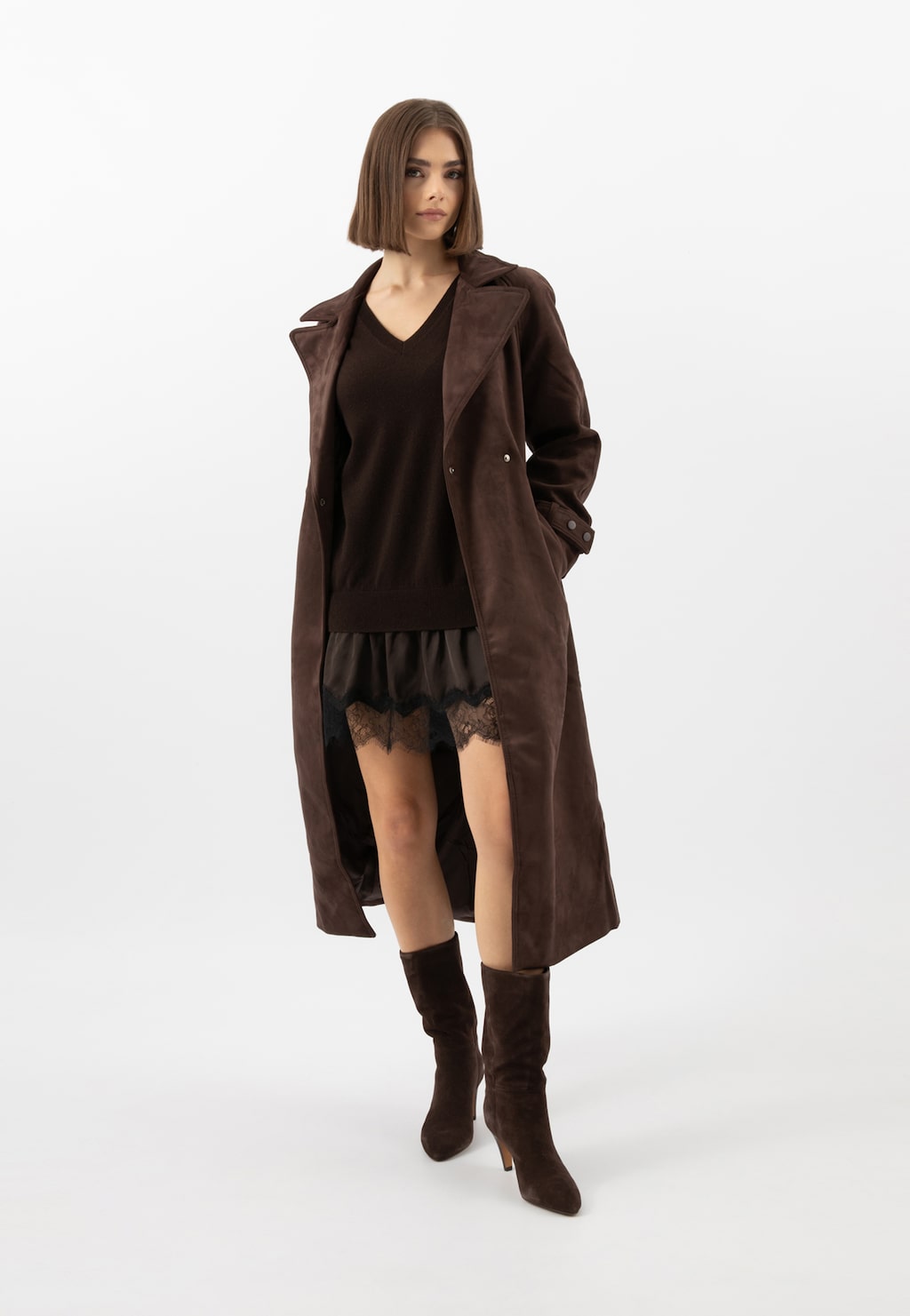 Brązowe wysokie botki damskie na szpilce 55328-62 Widok 1