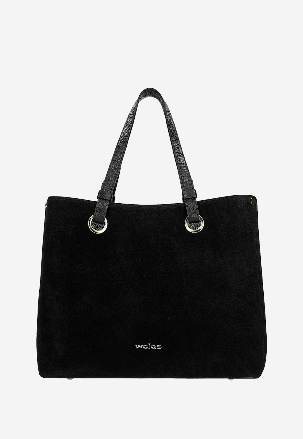 Duża czarna torebka damska ze skóry licowej i dwoiny welurowej 80427-71 Widok 2