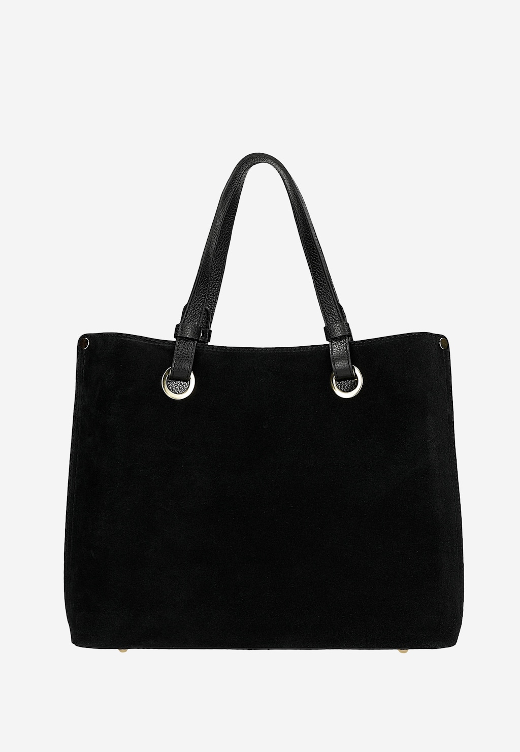 Duża czarna torebka damska ze skóry licowej i dwoiny welurowej 80427-71 Widok 4