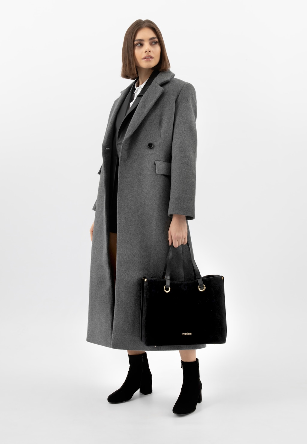 Duża czarna torebka damska ze skóry licowej i dwoiny welurowej 80427-71 Widok 10