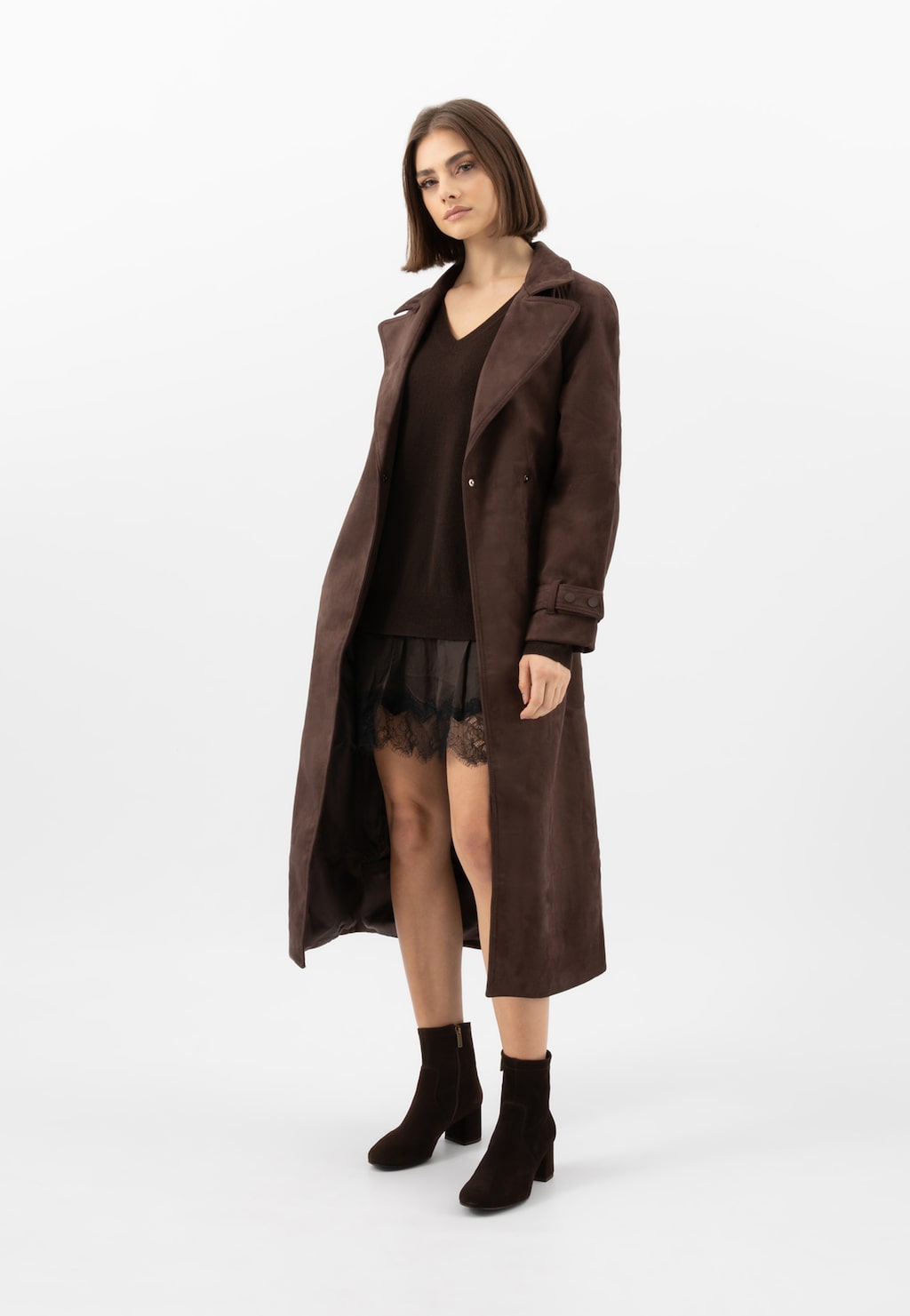 Hnedé ponožkové kotníky na opätku 55374-62 Widok 1