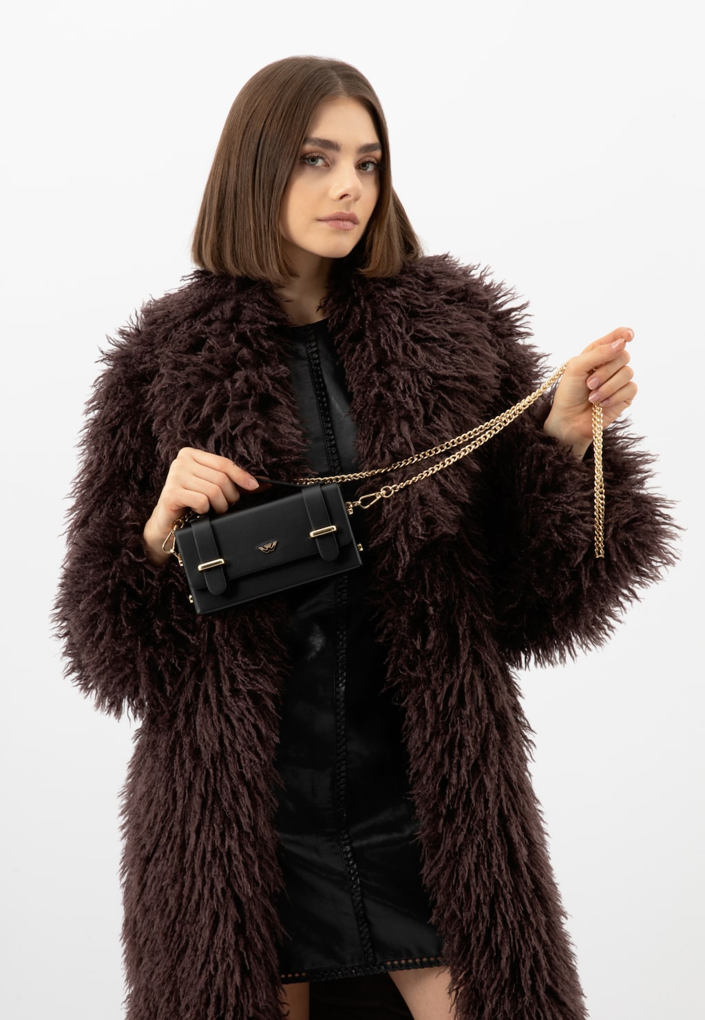 Mała czarna wizytowa torebka damska ze skóry 80329-51 Widok 1