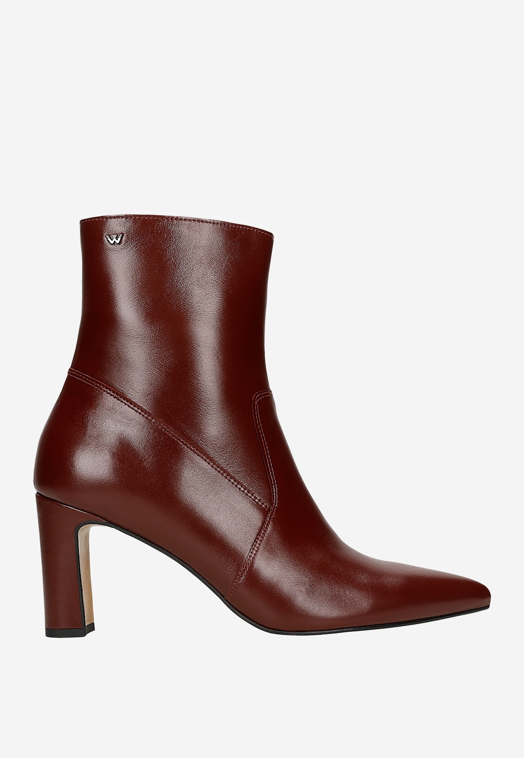 Bordowe skórzane botki na słupku 55316-55 Widok 2