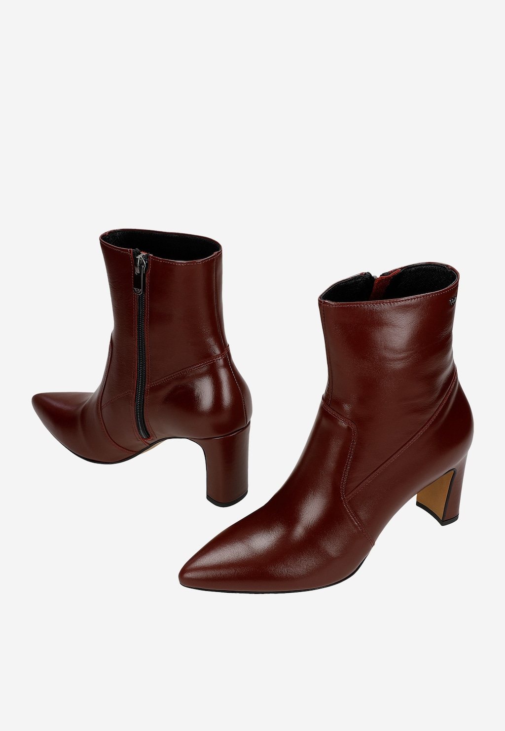 Bordowe skórzane botki na słupku 55316-55 Widok 7